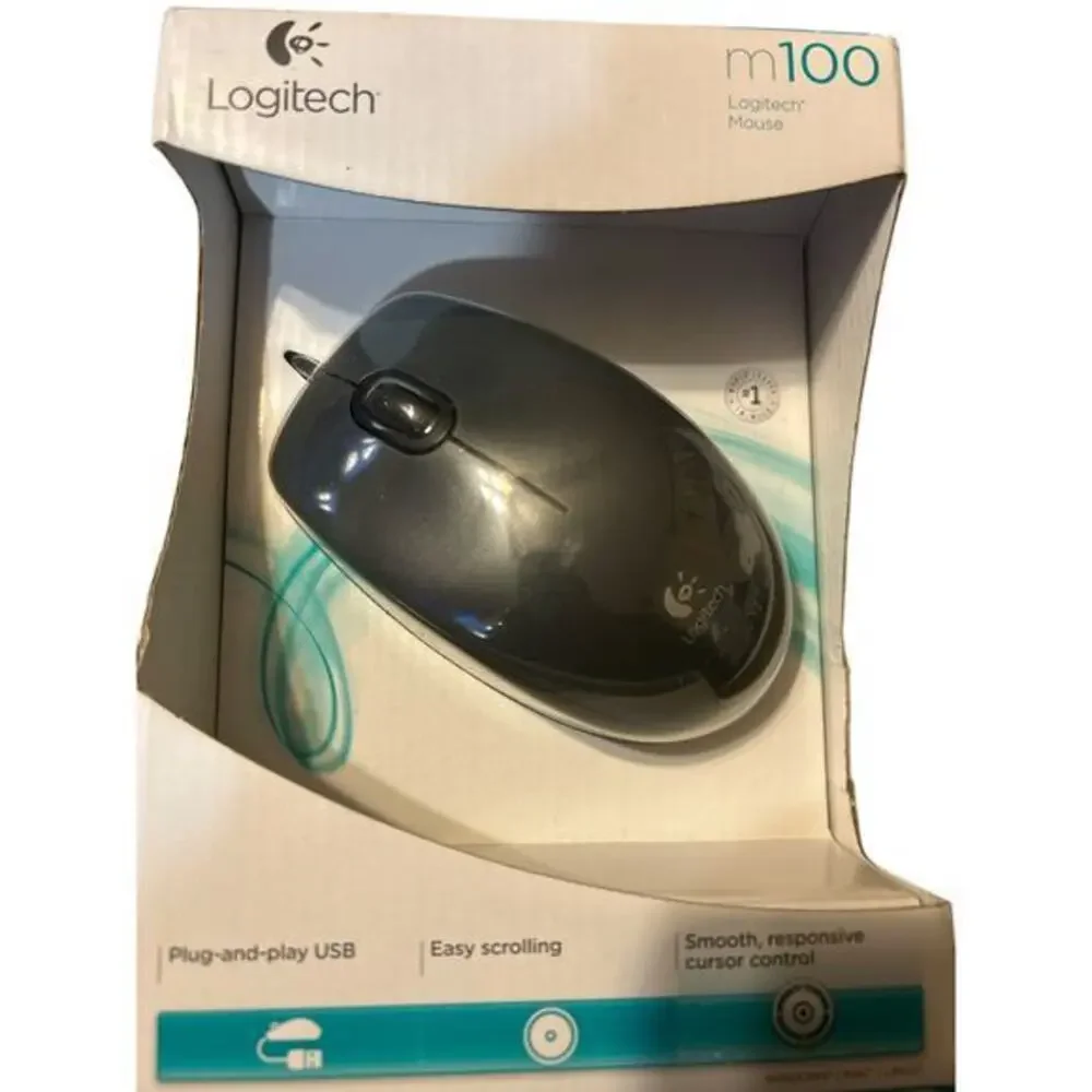 Logitech M100 Wired USB Mouse 3-buttons pc, mac‎ laptop